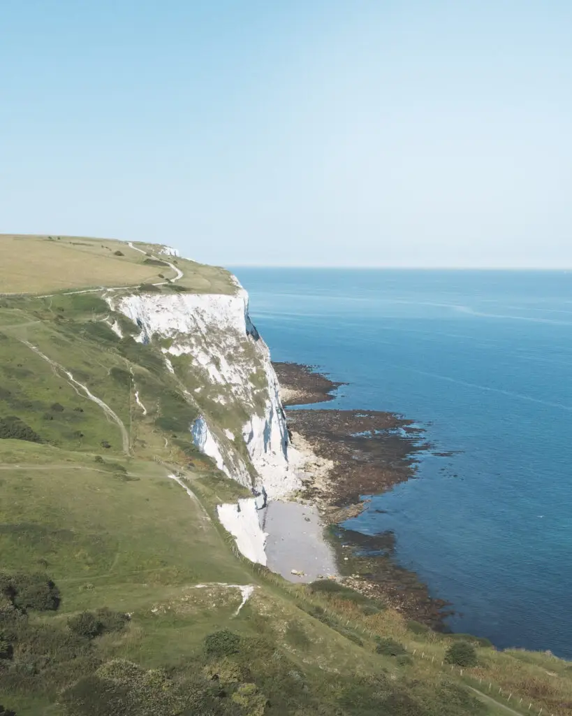 View from the White Cliffs of Dover – coastal landscape with sea and sky